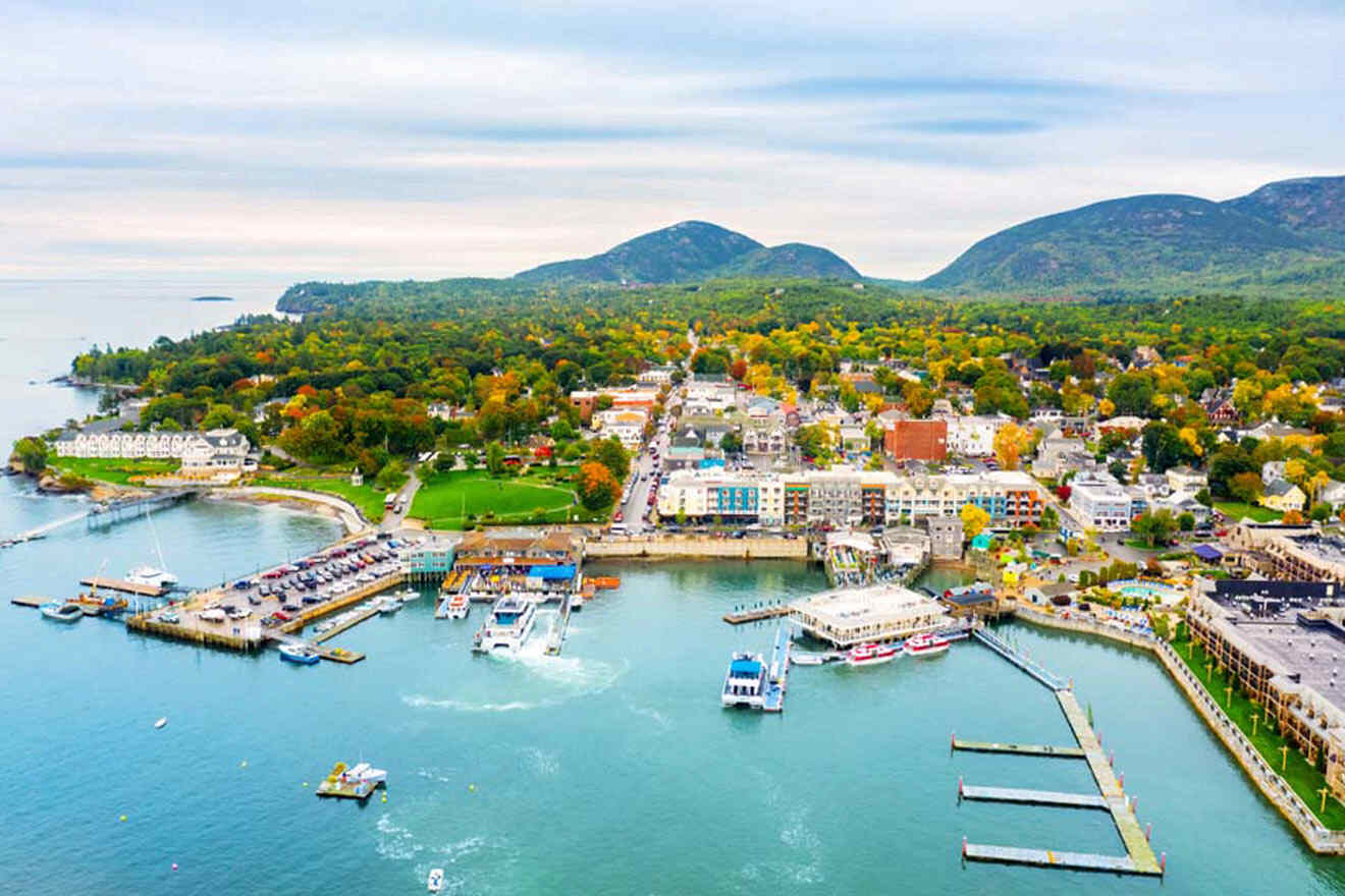 Bar Harbor in Maine aerial view