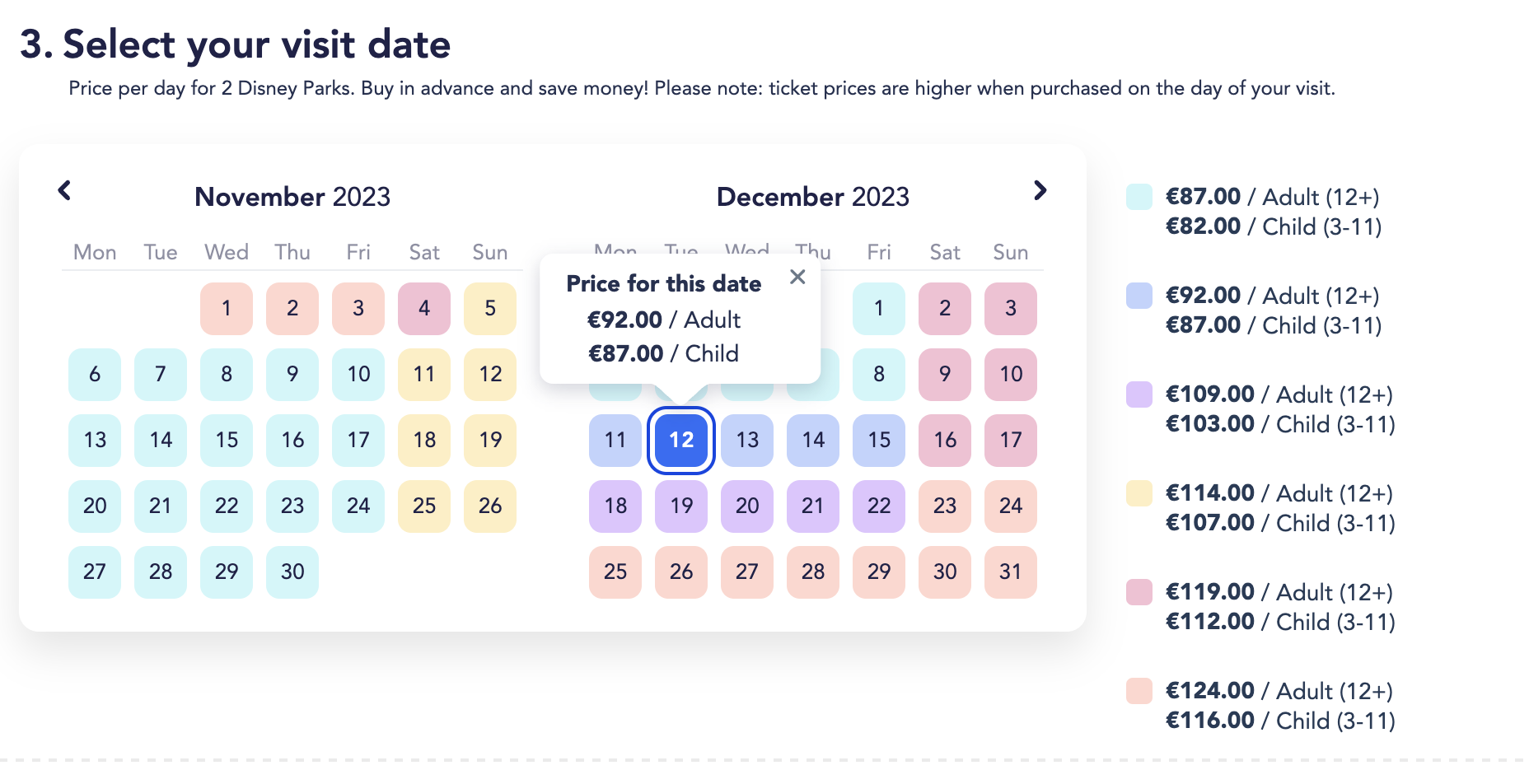 Choosing dates Disneyland Paris