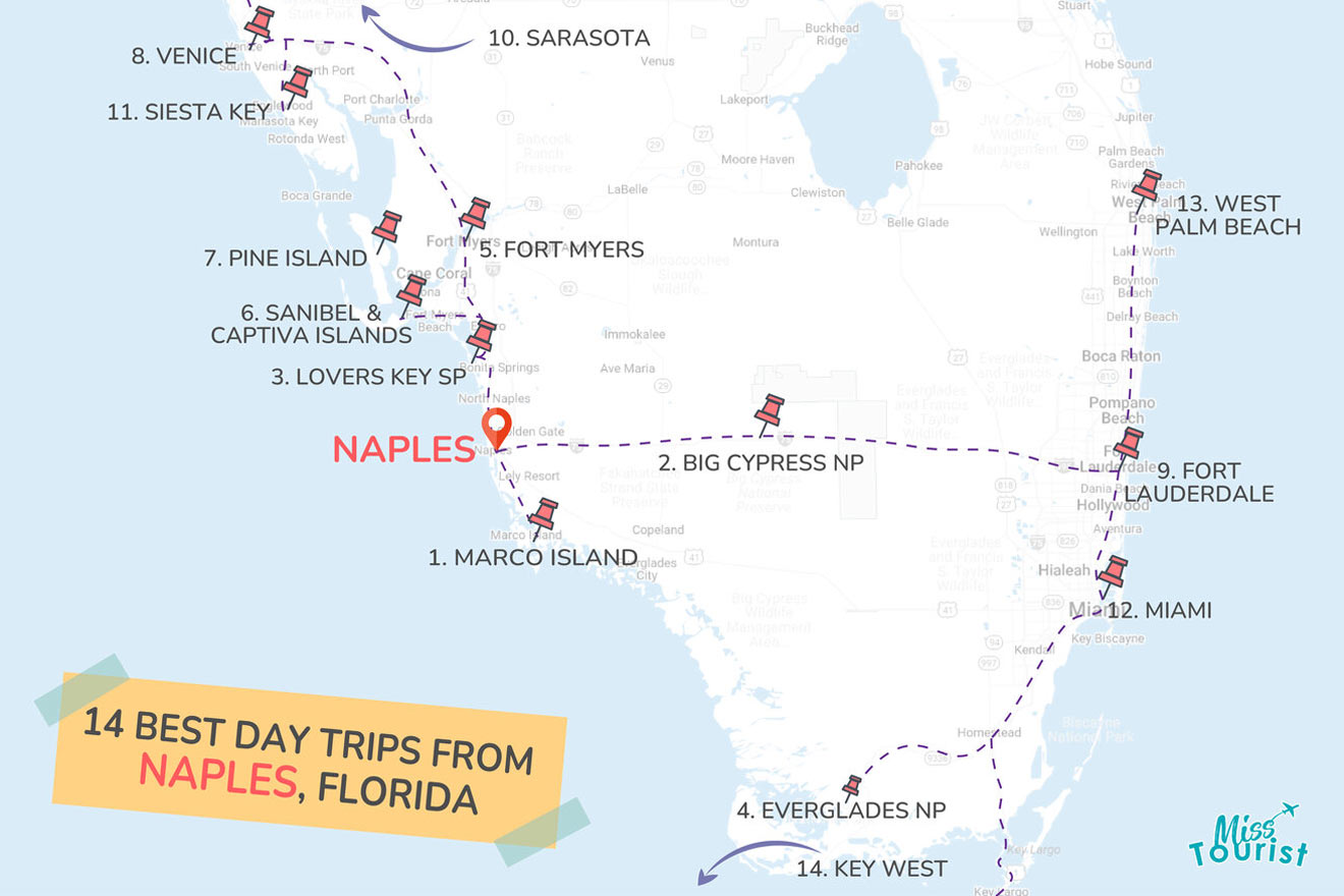 Day trips from Naples Florida MAP