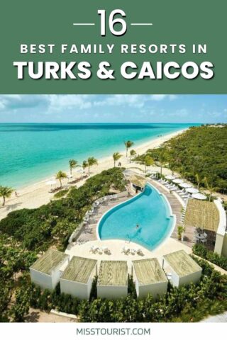 aerial view over a resort in Turks and Caicos