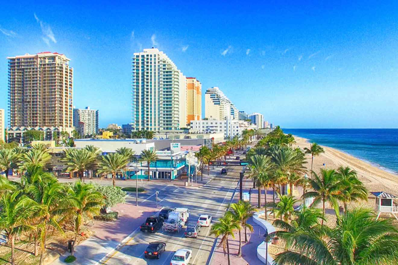 Image of Fort Lauderdale - beach view with buildings and palms