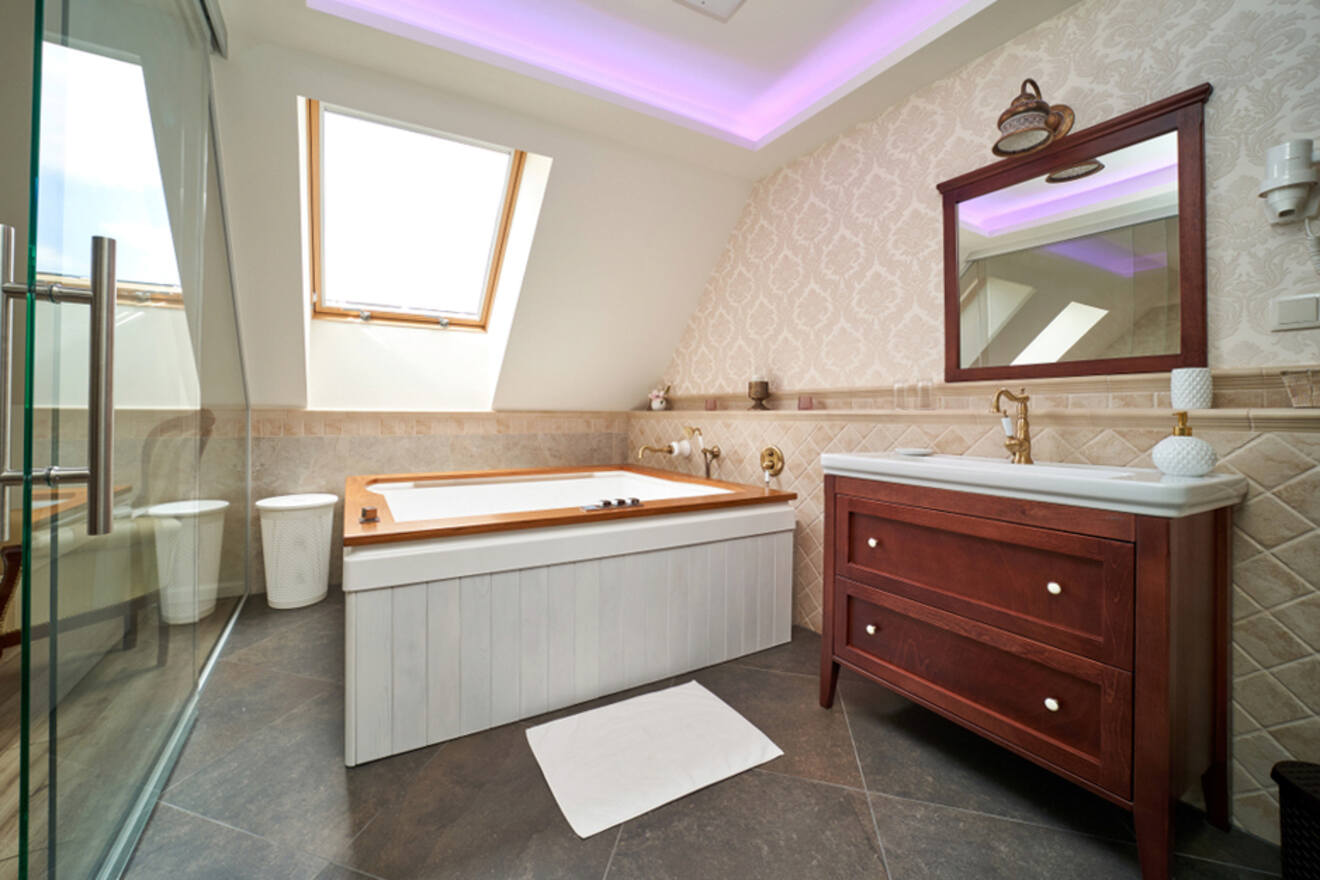 Hotel bathroom with a jacuzzi