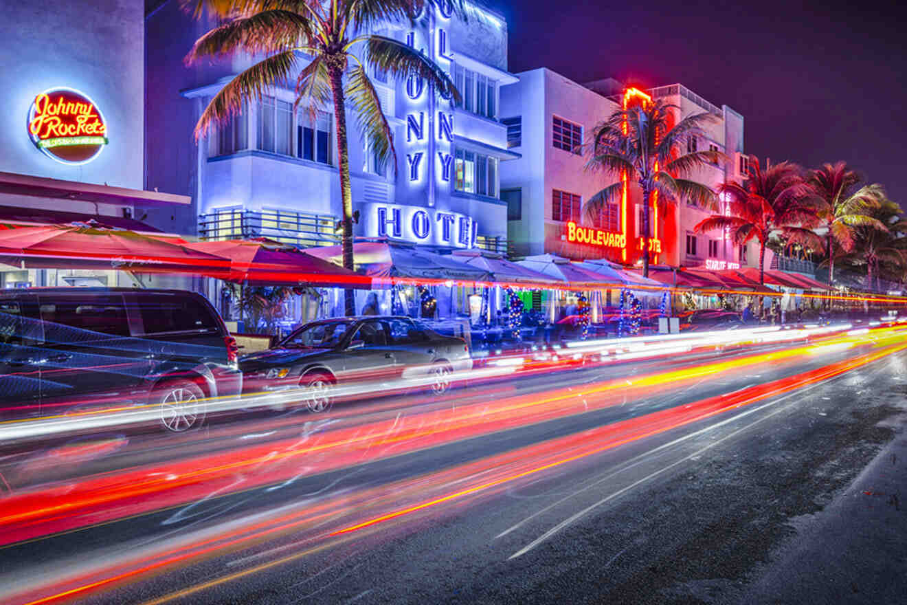 buildings in Miami at night