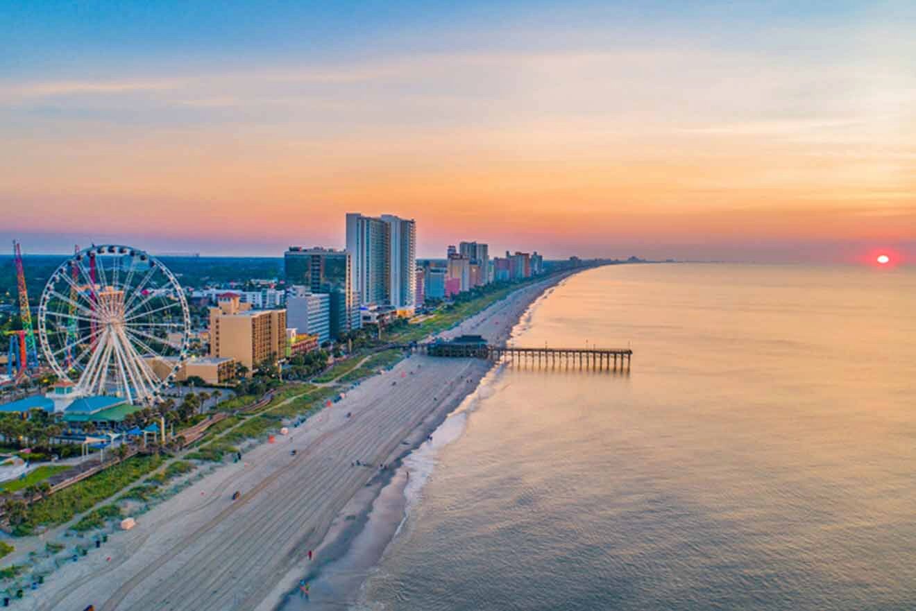 aerial view at Myrtle Beach sunset
