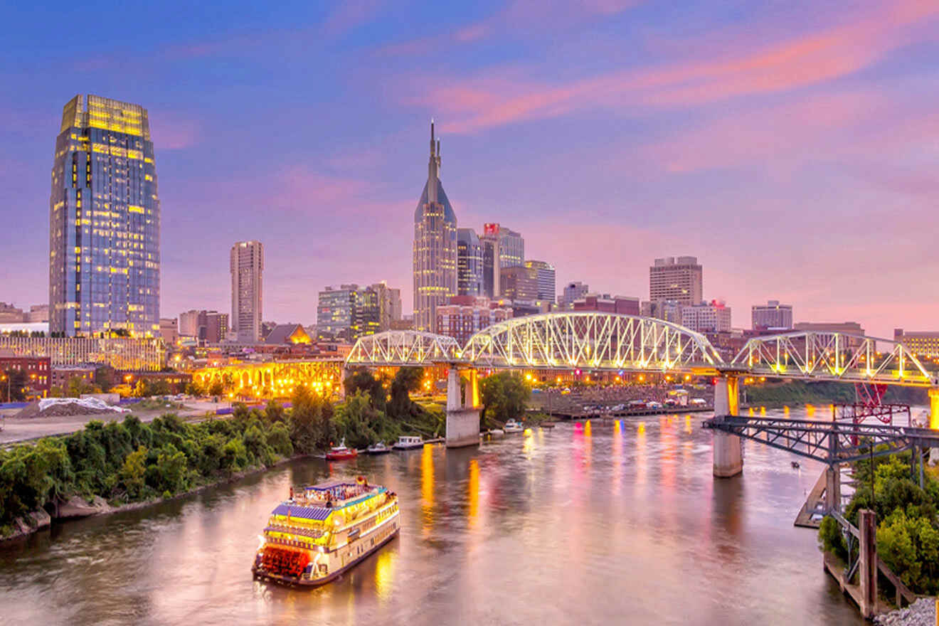 Nashville Tennessee downtown skyline sunset