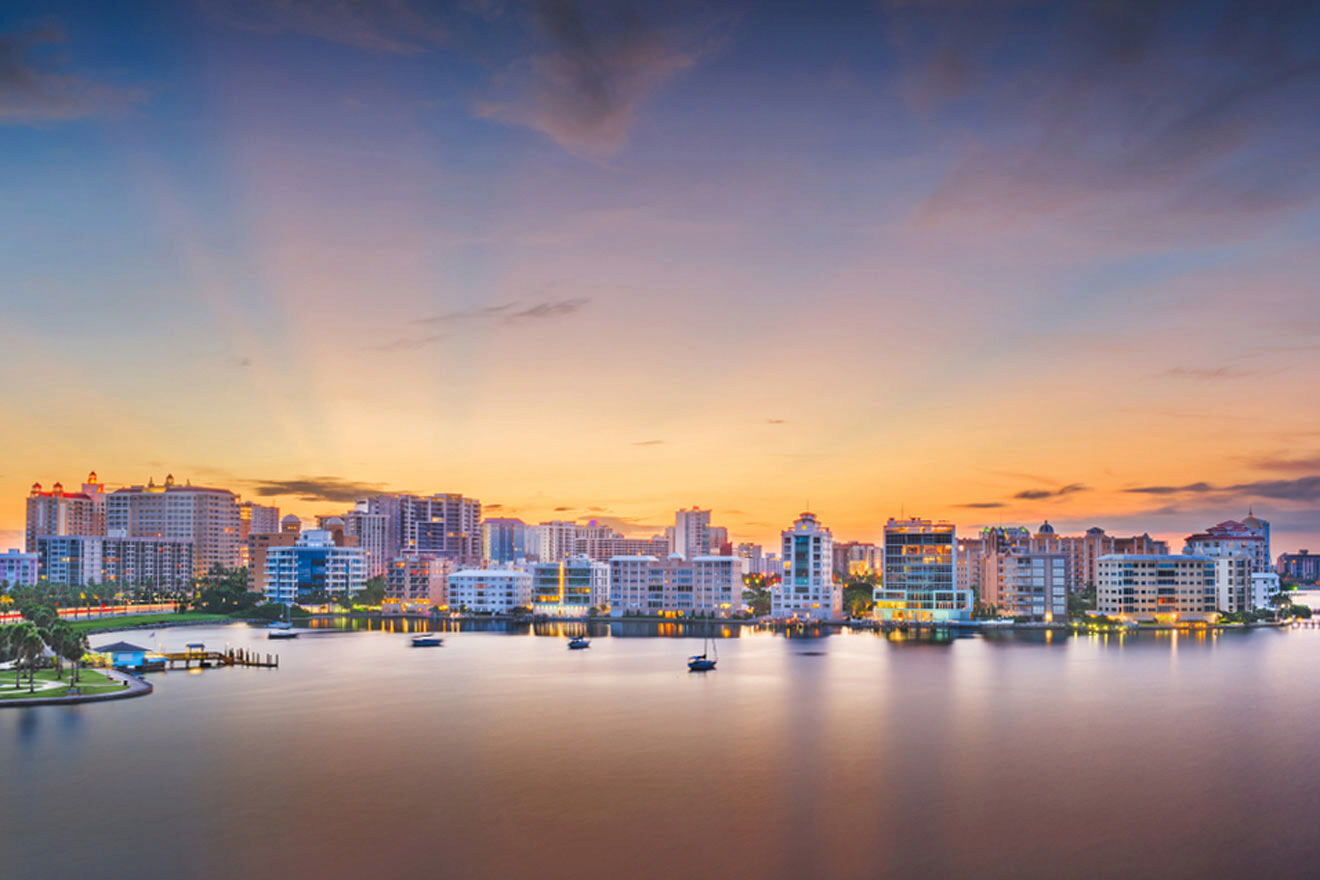 Aerial view of the sunset in Sarasota