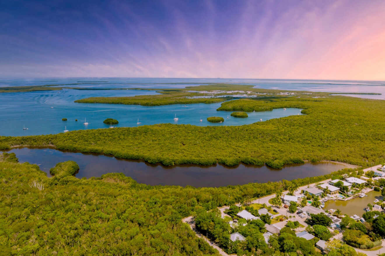 aerial view over a state park in Florida Keys