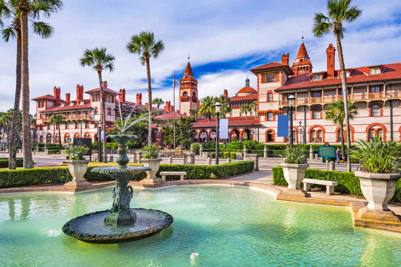 View of fountain and buildings in St. Augustine