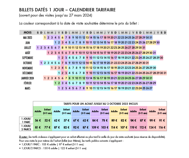 color coding explained Disneyland paris