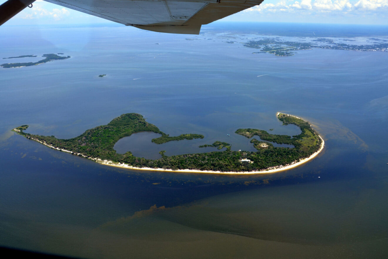 Aerial view of Cedar Key from a plane