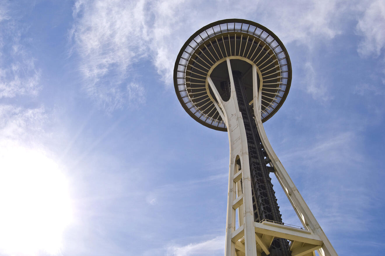 Seattle Space Needle with a sky background