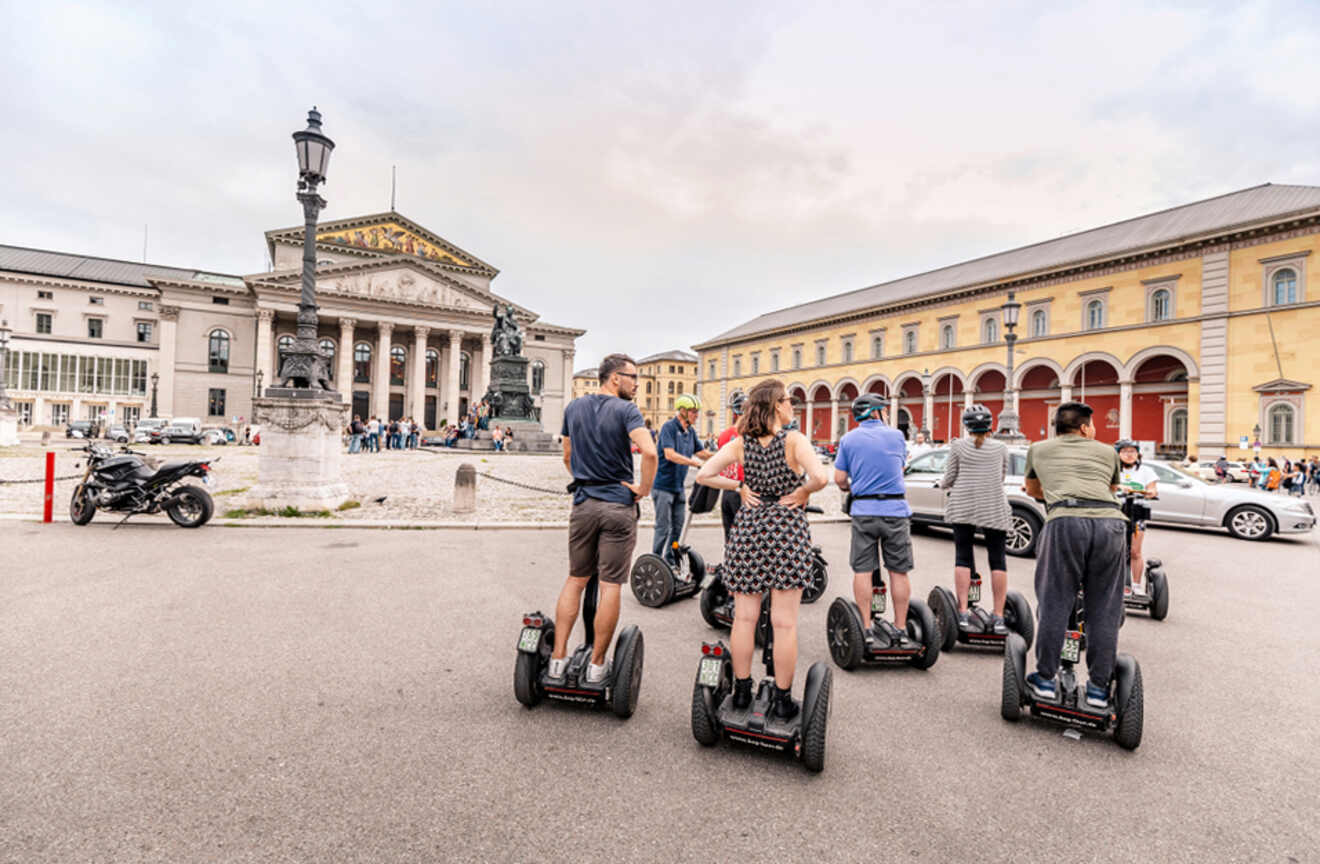 People on a Segway on a square