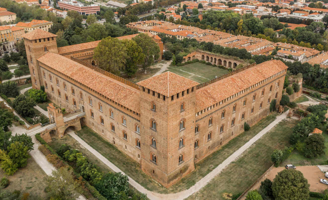 Aerial view of Visconti castle