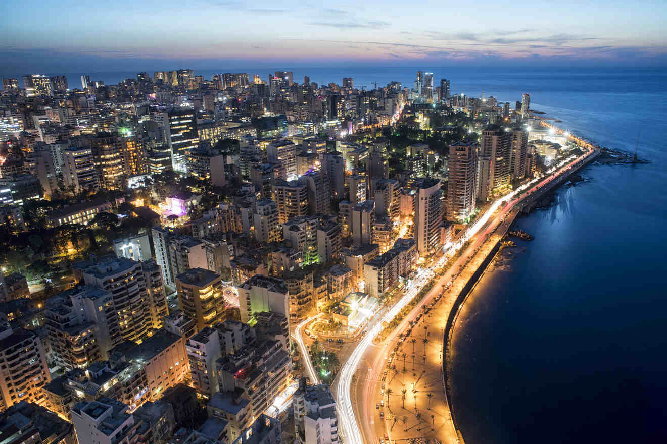 top view of Beirut at night