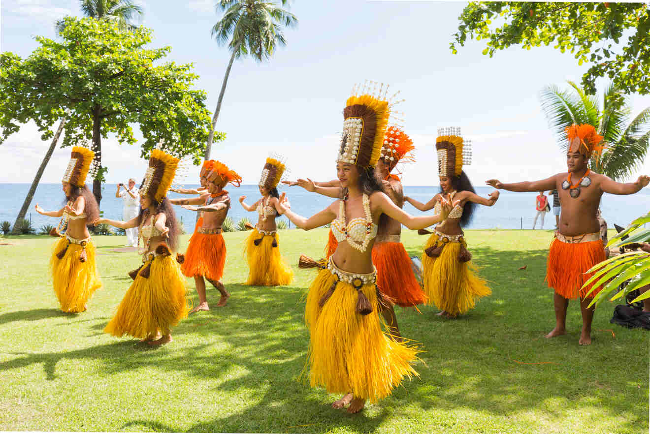 Women in traditional clothes dancing