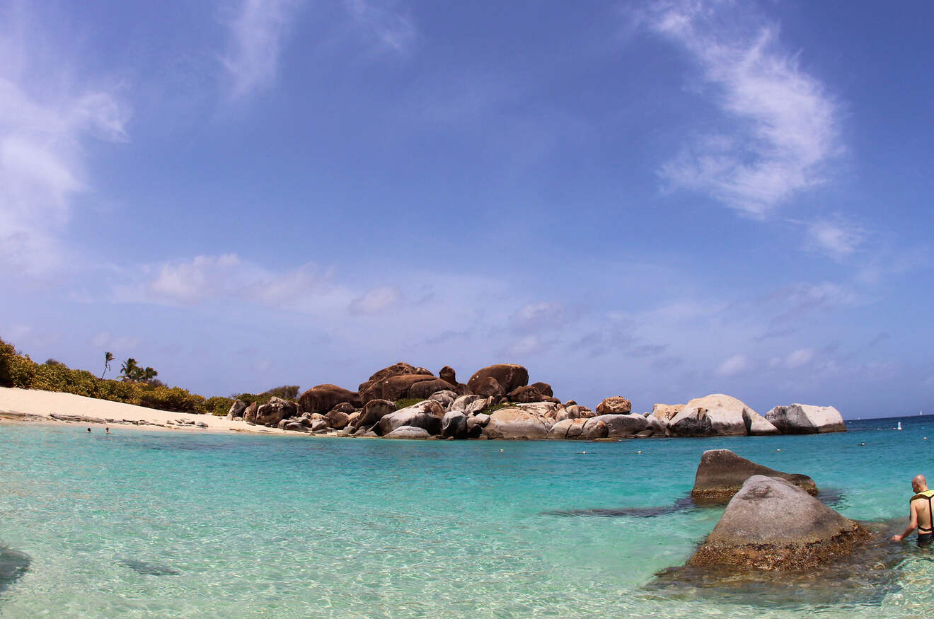 View of rocks at the Baths