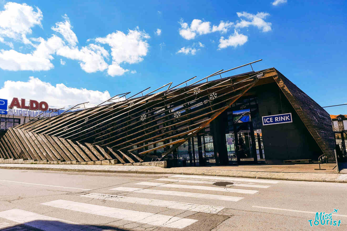 View of the exterior of the ice rink