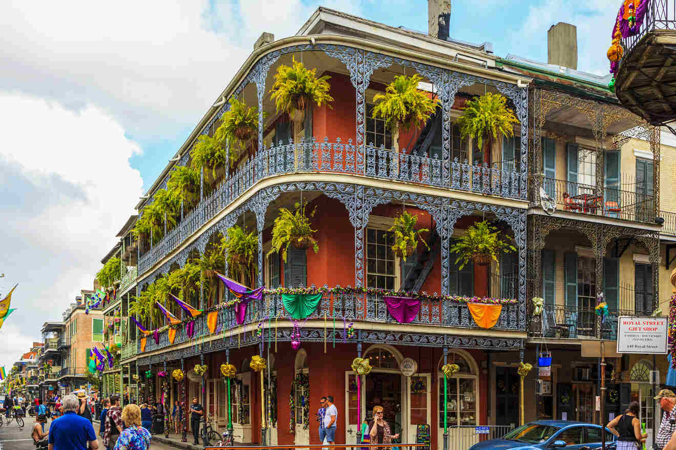 Building with balcony in French quarter New Orleans