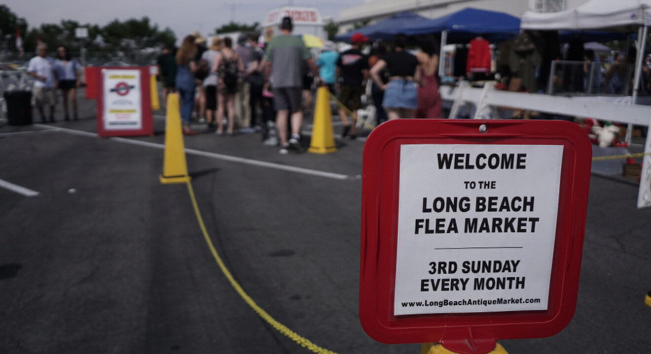 A sign at the Long Beach Antique Market