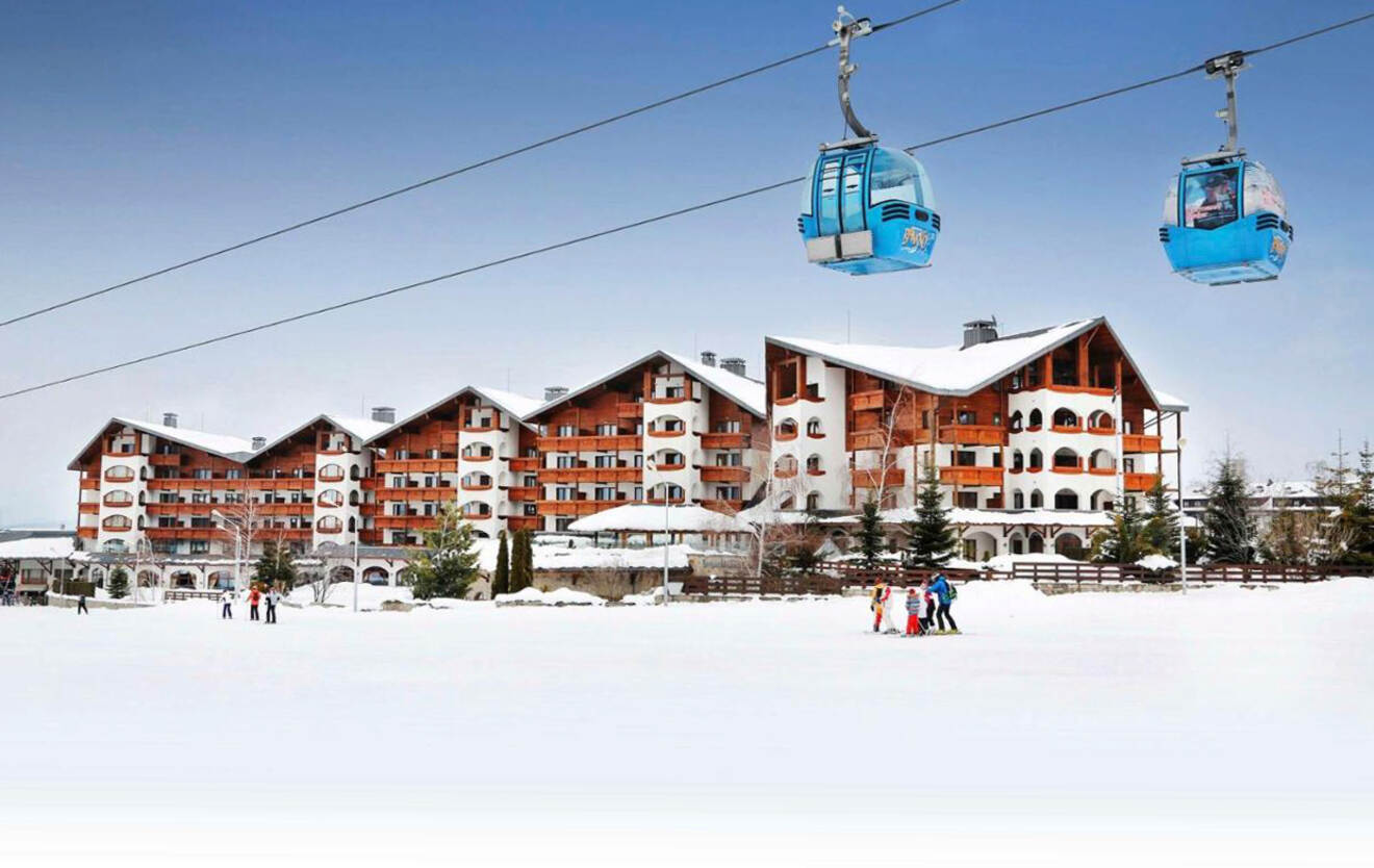 View of a hotel and ski lift