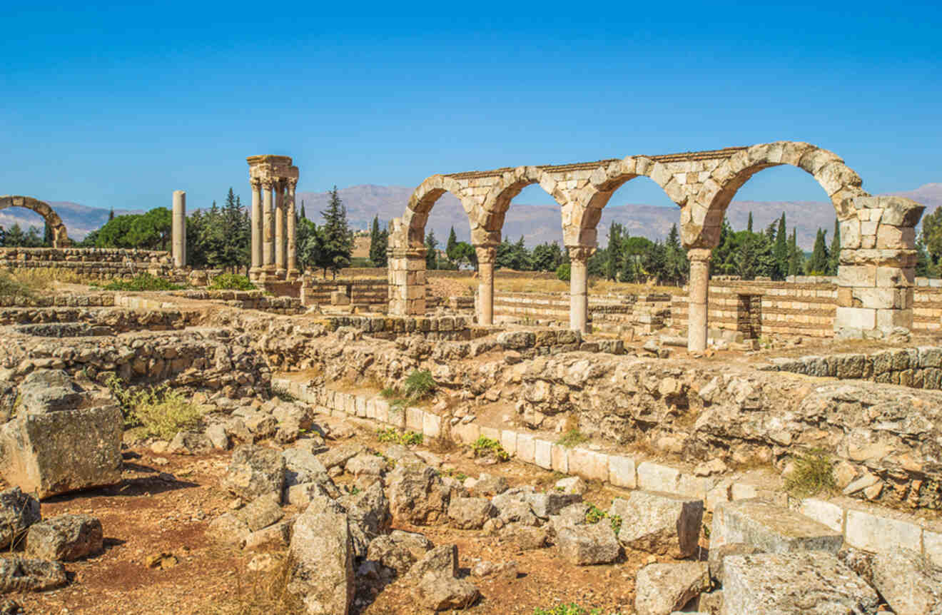 Arch of the Ruins of the Umayyad city of Anjar