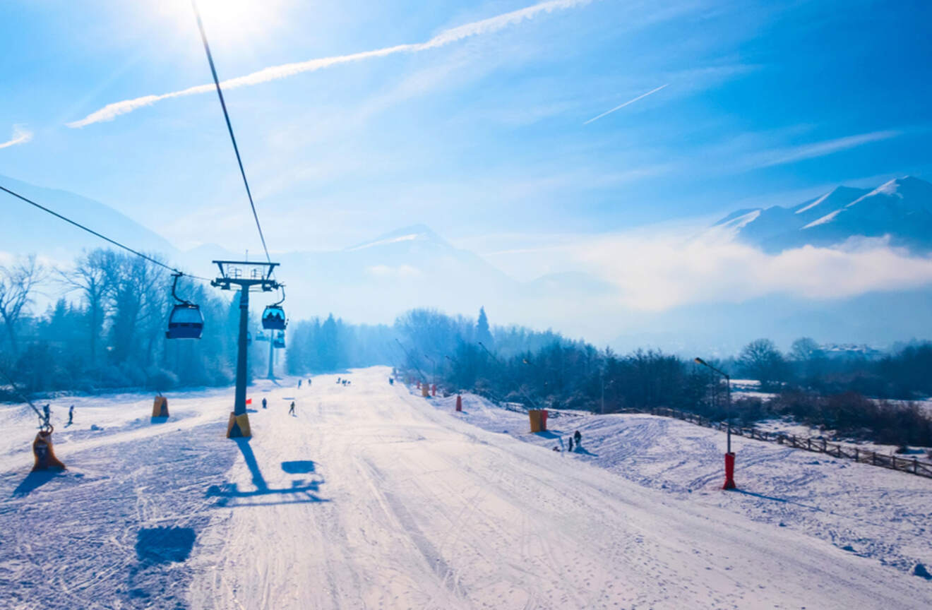 View of the ski slopes