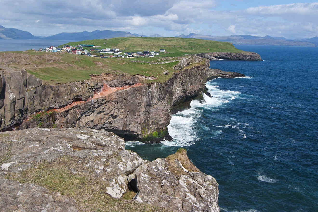 aerial view over the cliffs in Nólsoy