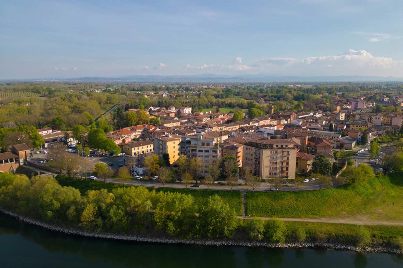 Aerial view of the western side of Pavia