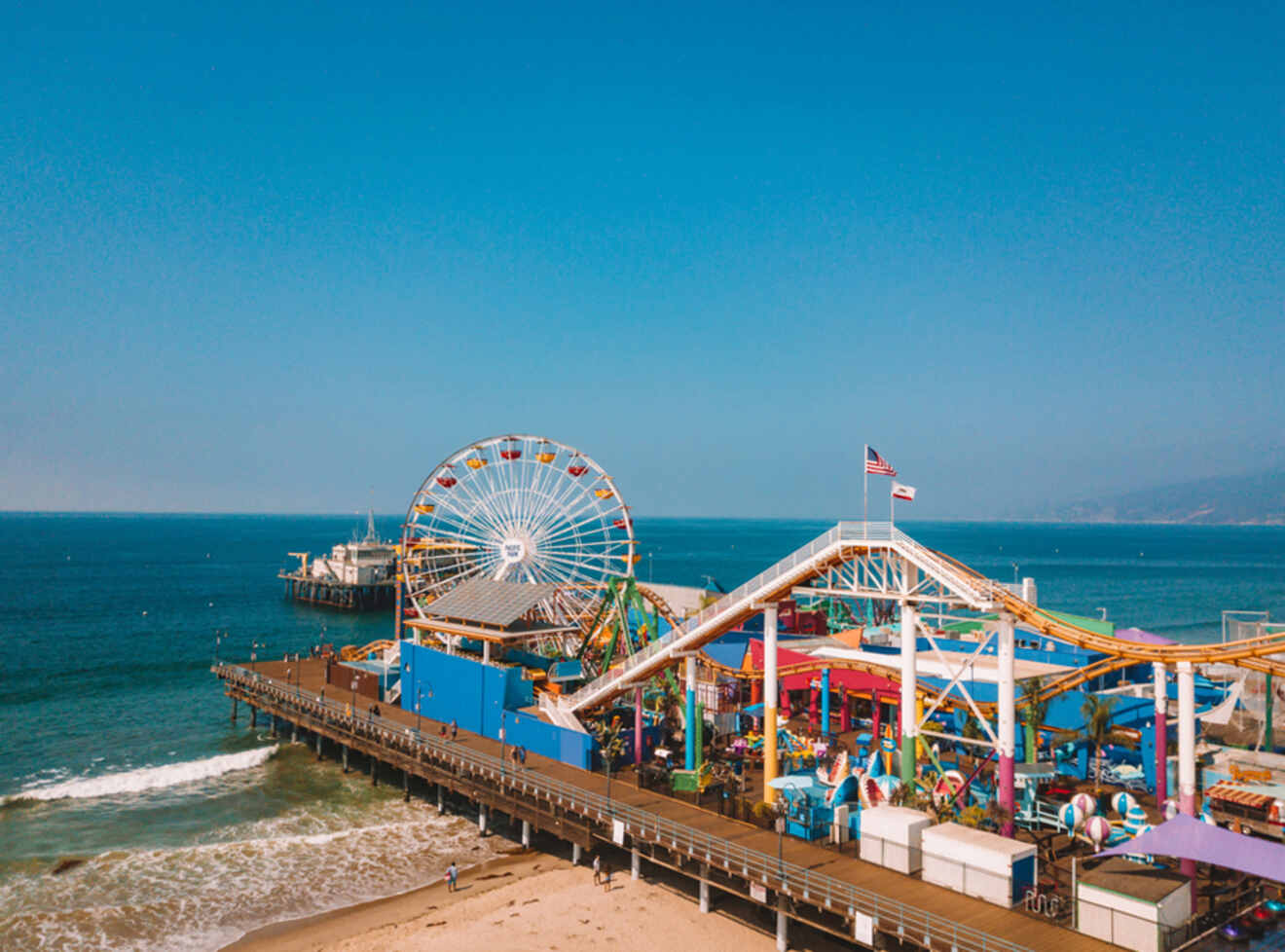 View of Santa Monica Pier rides