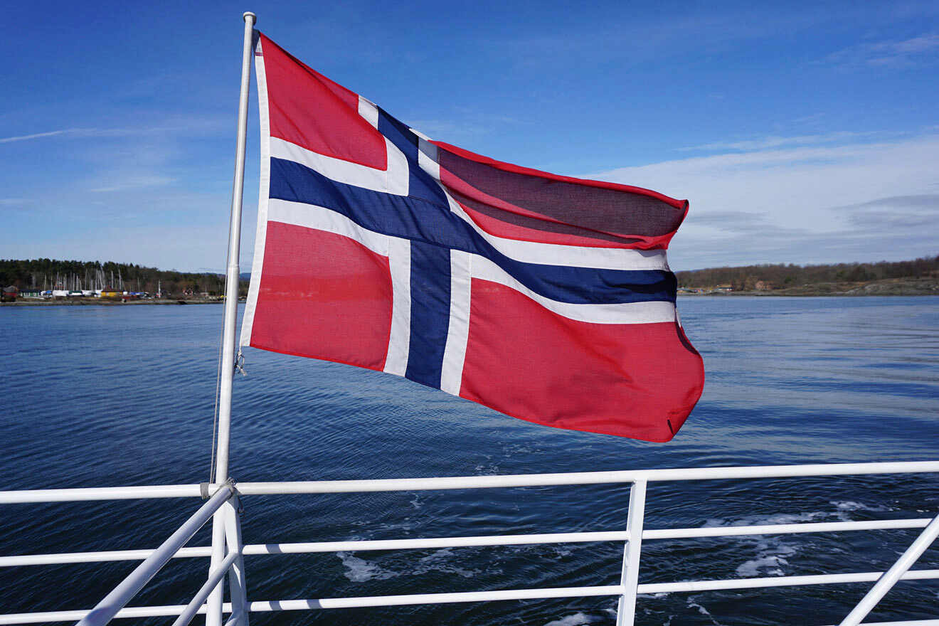 Norwegian flag on a boat