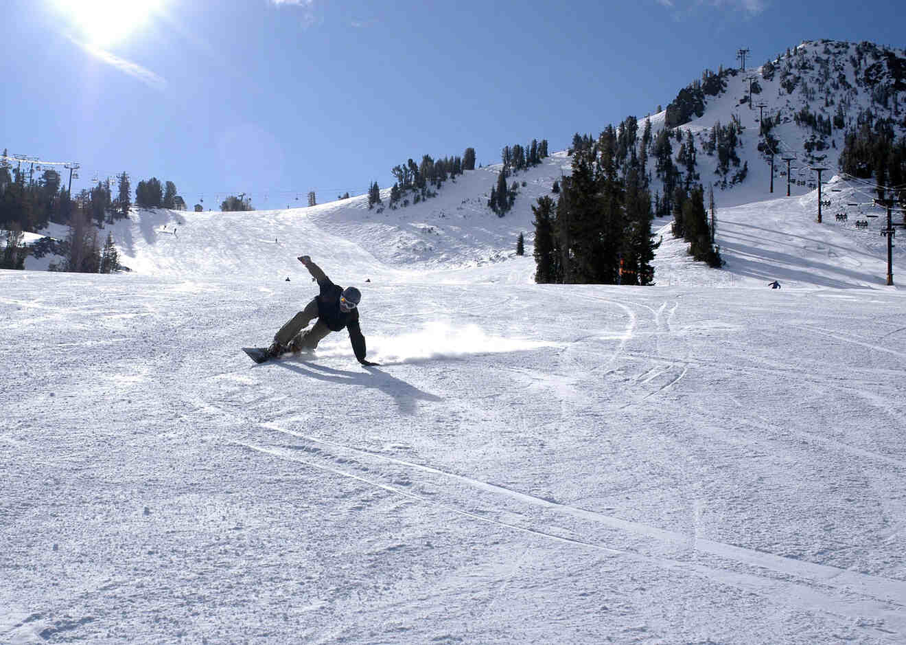 A person snowboarding