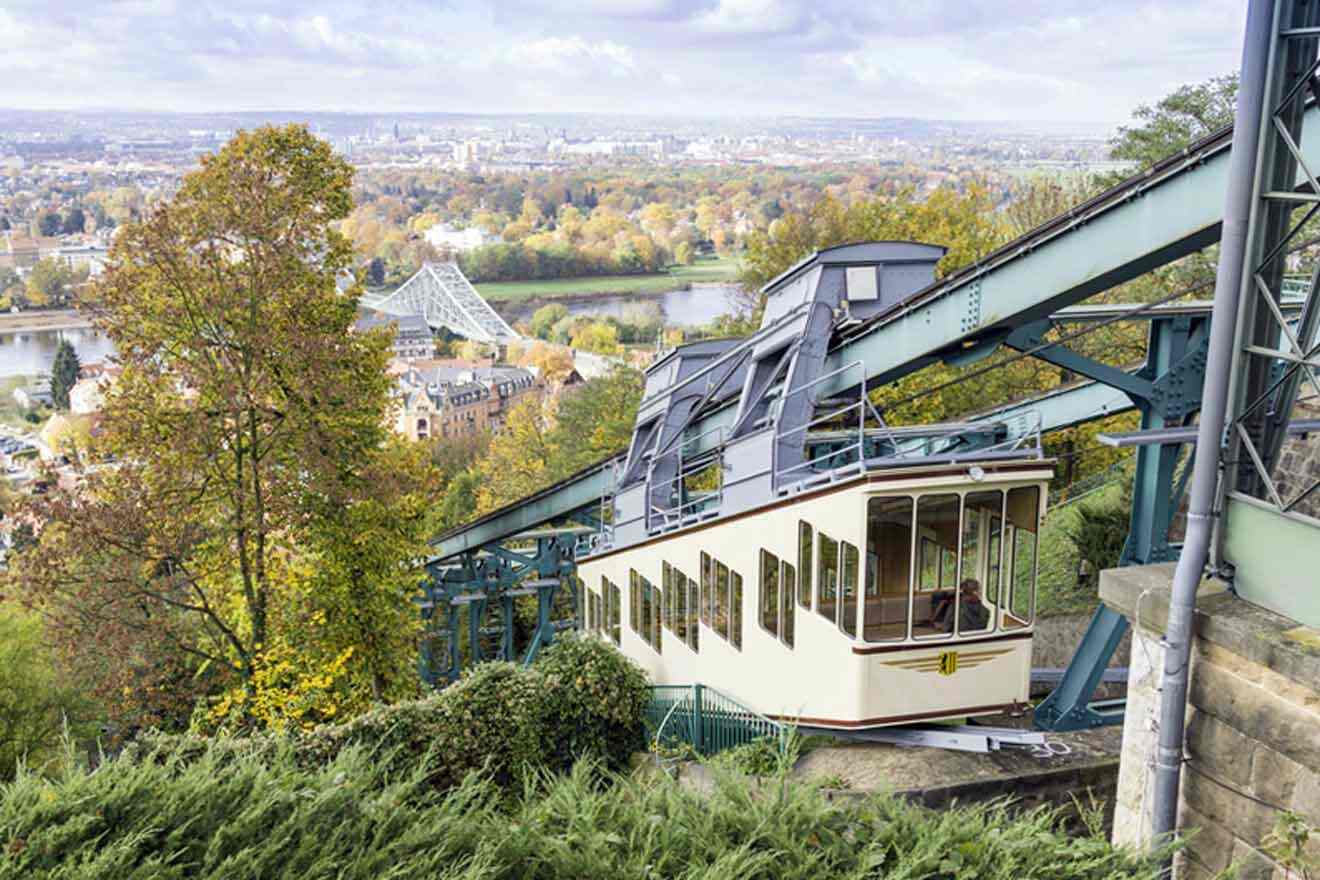 view over the blue bridge and suspension railway