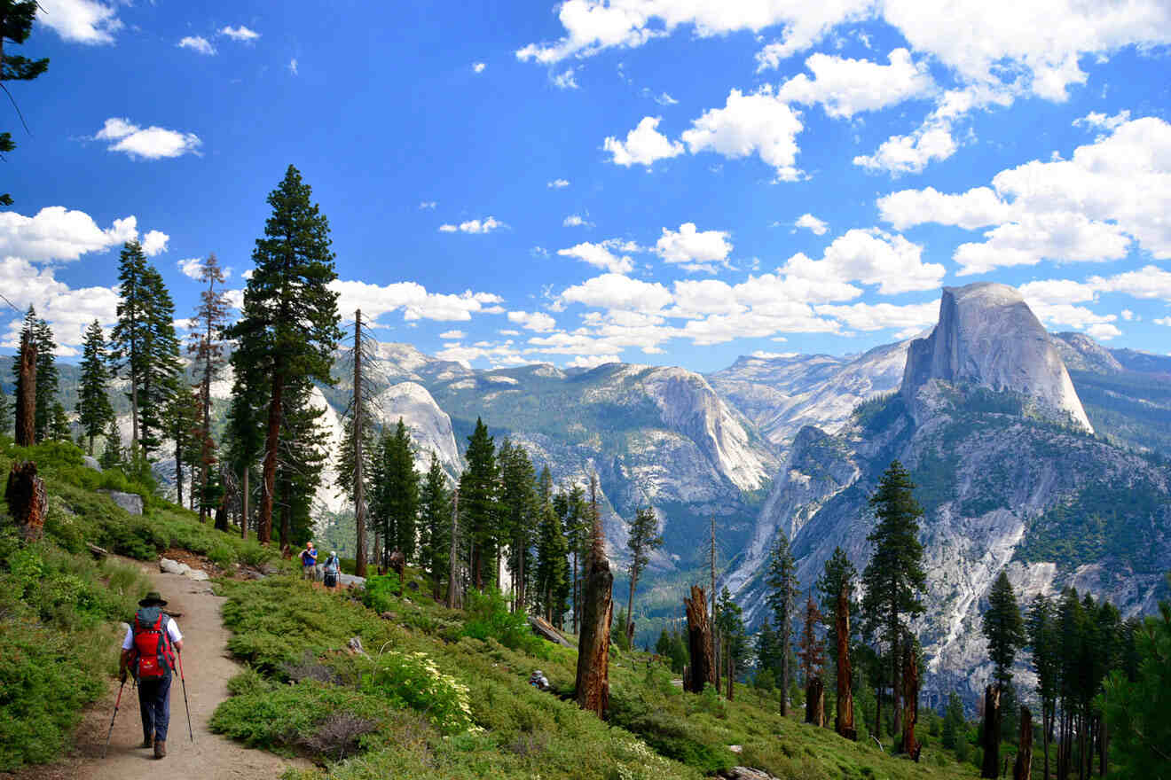 person hiking in Yosemite National Park