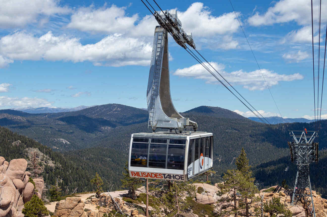 a cable car going up a mountain side