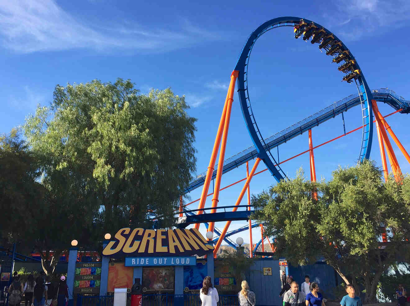 a roller coaster ride at a theme park
