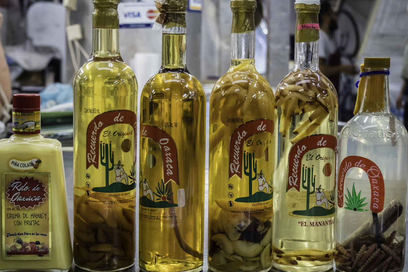 Bottles of mezcal