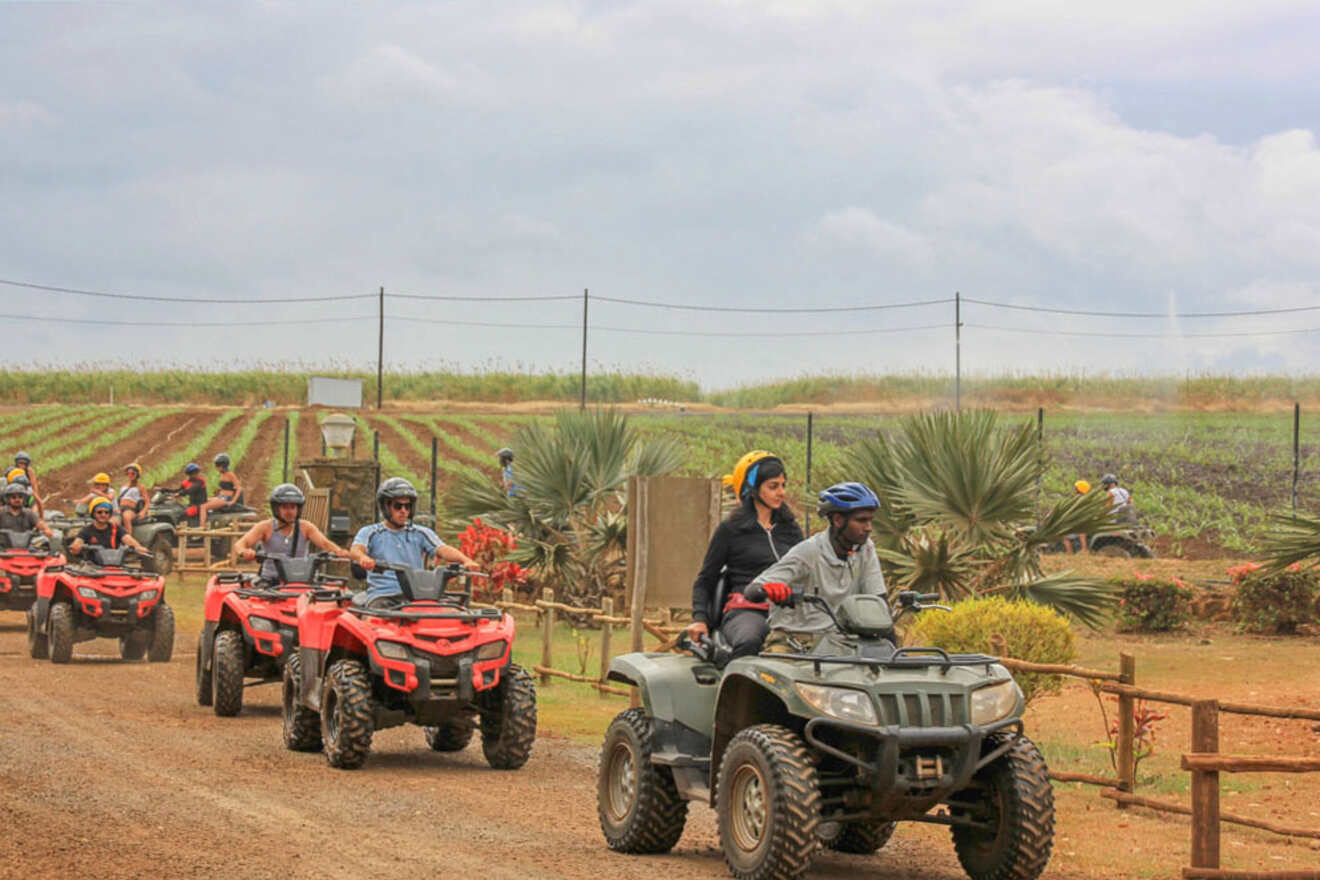 People on quad bikes in Mauritius