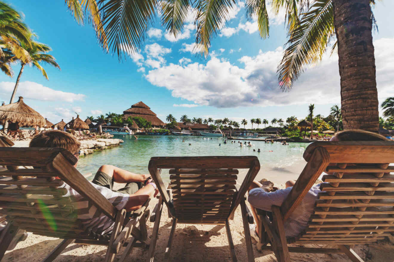 family enjoying their holiday at a resort in Mexico