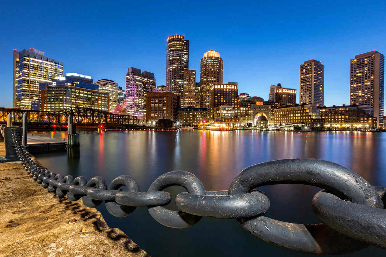 Boston skyline at dusk