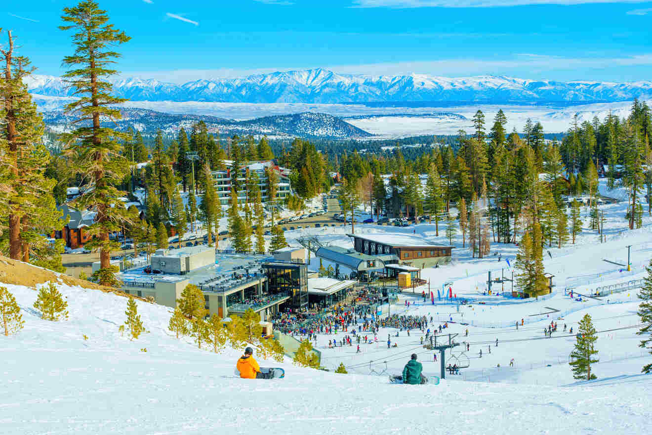 Aerial view of a ski resort