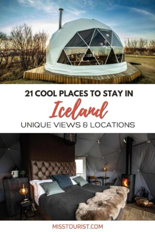 collage with images of accommodation in Iceland