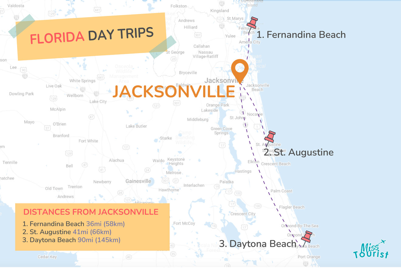 Florida Day Trips MAP JACKSONVILLE