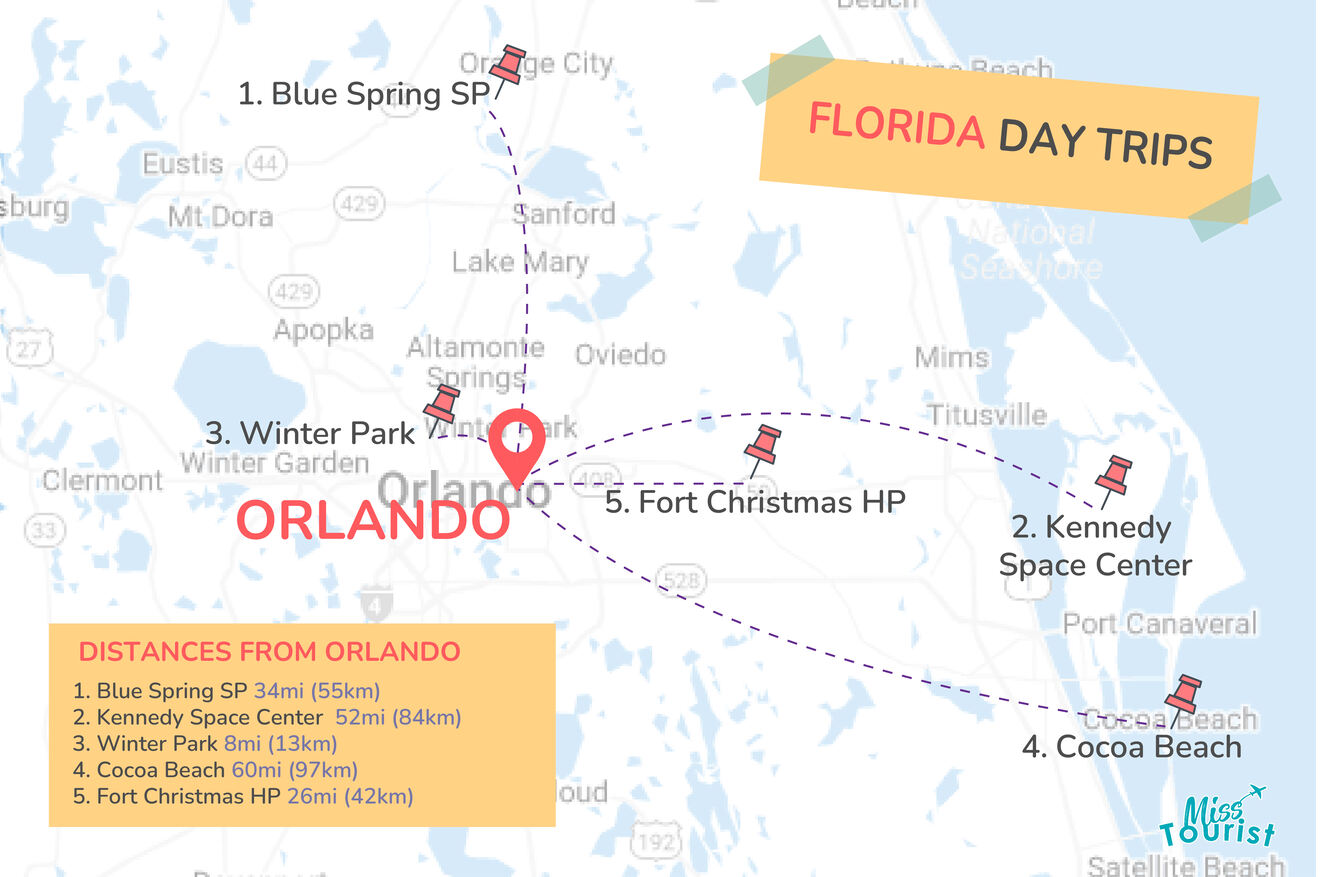 Florida Day Trips MAP ORLANDO
