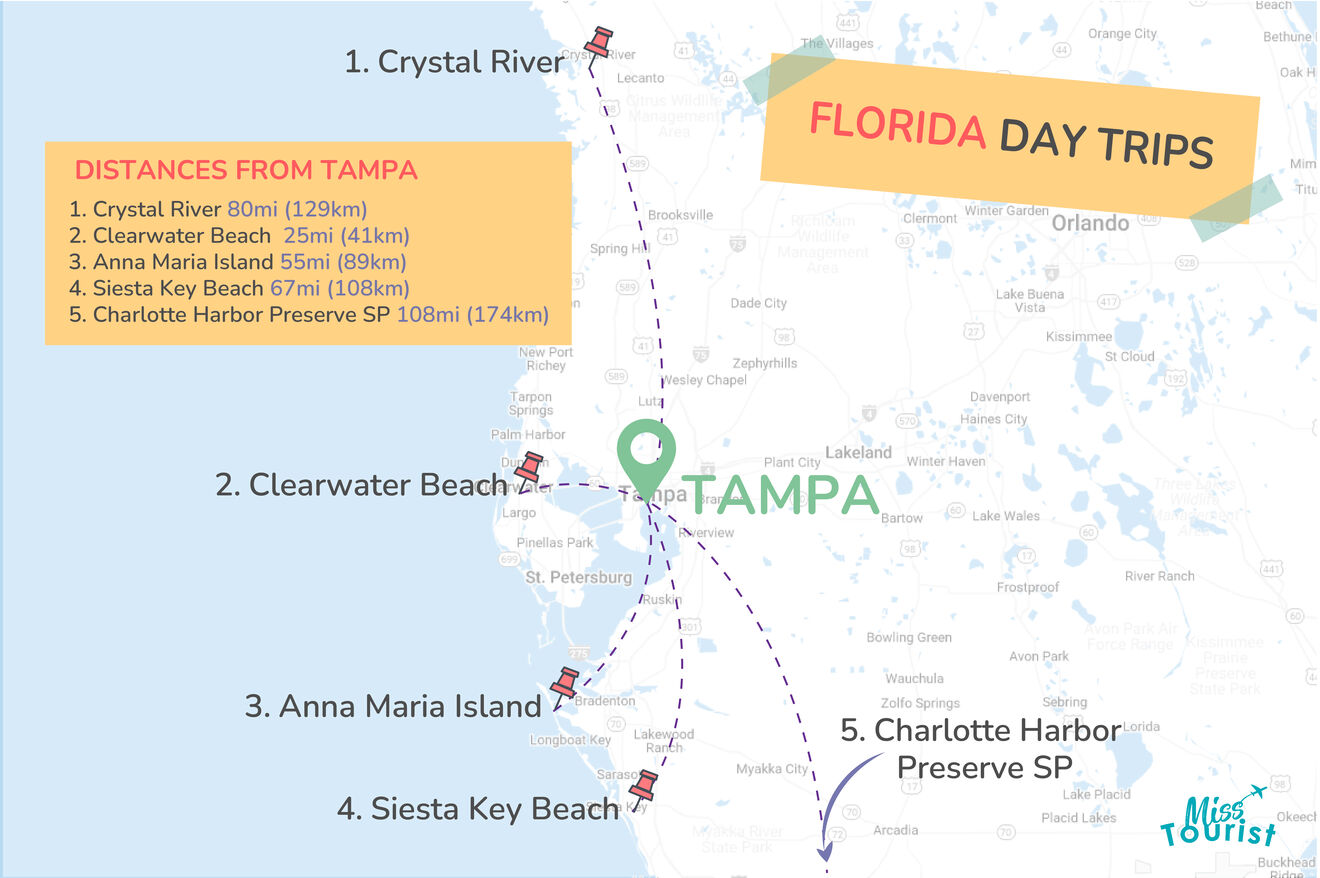 Florida Day Trips MAP TAMPA