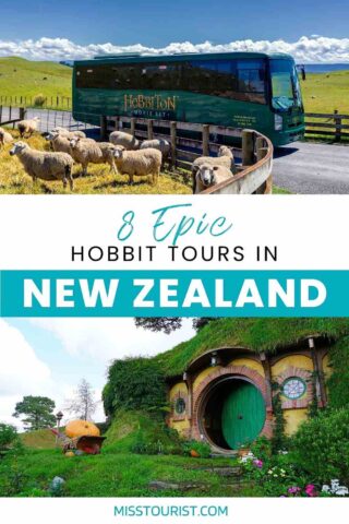 collage with hobbit tour and hobbiton bus