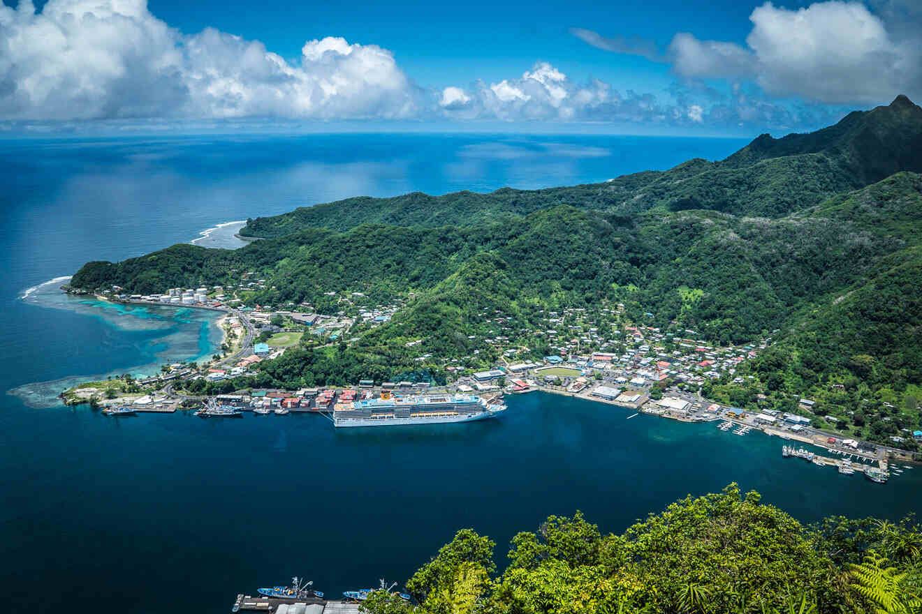 aerial view over Pago Pago hill - American Samoa