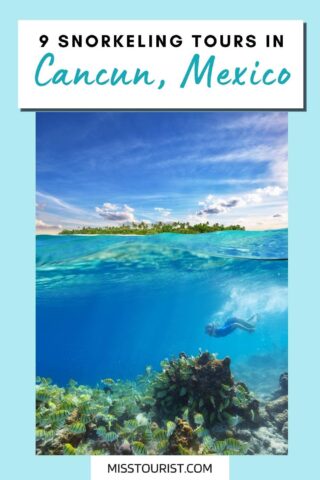 View of person snorkeling underwater, and view above water