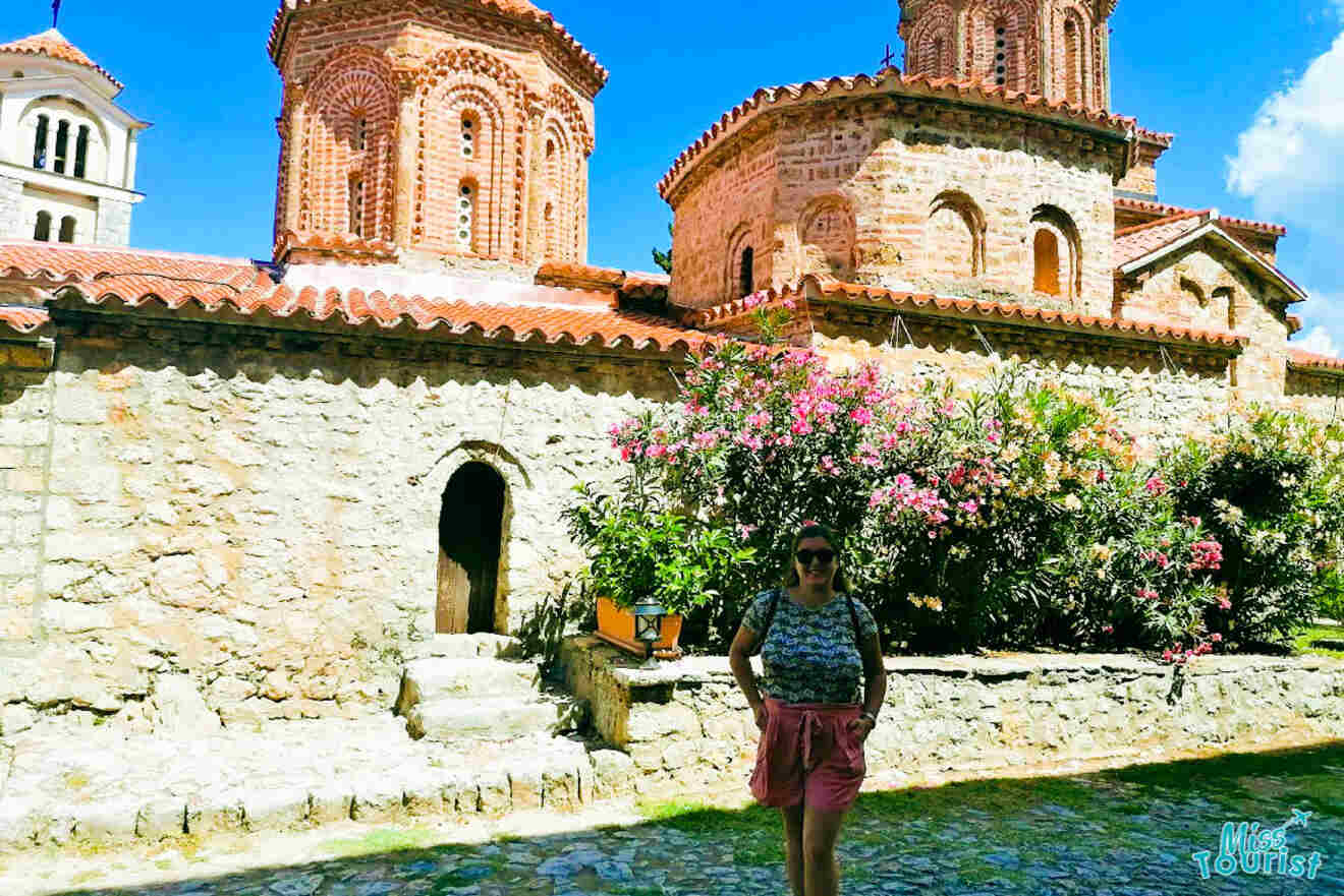 Girl in front of St Naum Monastery
