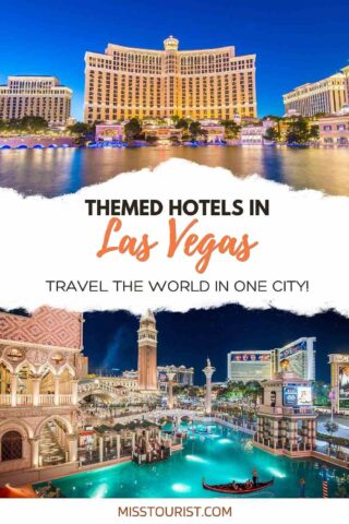 collage with themed hotels in Las Vegas