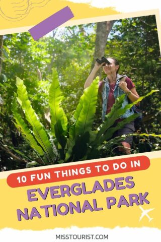 A girl exploring the Everglades National Park with binoculars